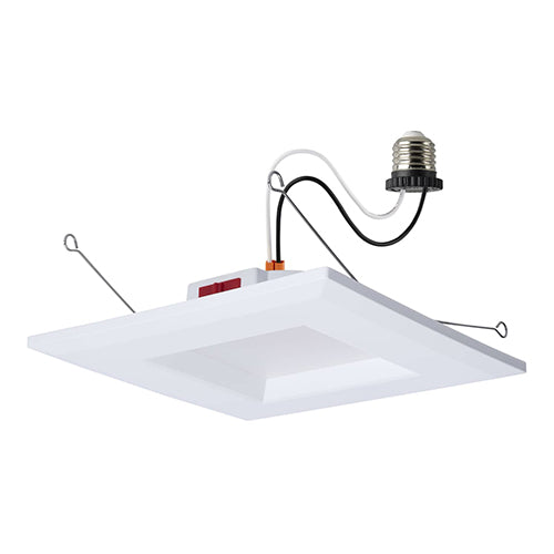 Satco S12605, 5-6'' LED Downlight Retrofit, 10W, 120V, 2700/3000/3500/4000/5000K CCT Selectable, 900 Lumens, Square, White Finish