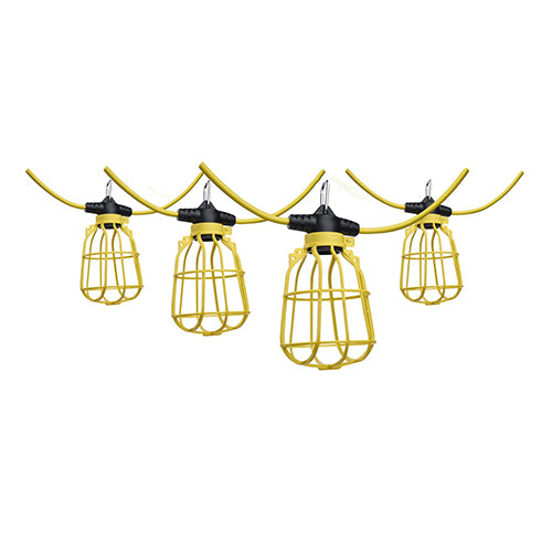 Satco S13094, 100' Temporary String Light, 120V, Medium E26 Base, Plastic Cages, Lamps not included