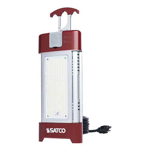 Satco S13175, 120W/LED/MB/IP64/850/120V, LED Work Light with Remote, 30/70/100/120W, 120V, 5000K Natural Light, 5370/12395/17025/19820 Lumens, Red Finish