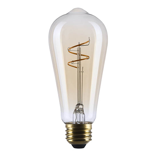 Satco S14206, 3.5ST19L/920/E26/GCAC/D, Amber Coil Filament, ST19 LED, 3.5W, 120V, 2000K Warm White, 300 Lumens, Medium E26 Base, Clear Amber Finish