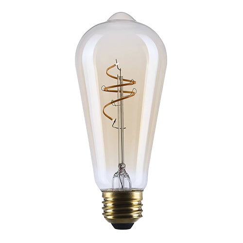 Satco S14207, 5.5ST19L/920/E26/GCAC/D, Amber Coil Filament, ST19 LED, 5.5W, 120V, 2000K Warm White, 500 Lumens, Medium E26 Base, Clear Amber Finish