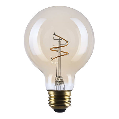 Satco S14210, 3.5G25L/920/E26/GCAC/D, Amber Coil Filament, G25 LED, 3.5W, 120V, 2000K Warm White, 300 Lumens, Medium E26 Base, Clear Amber Finish