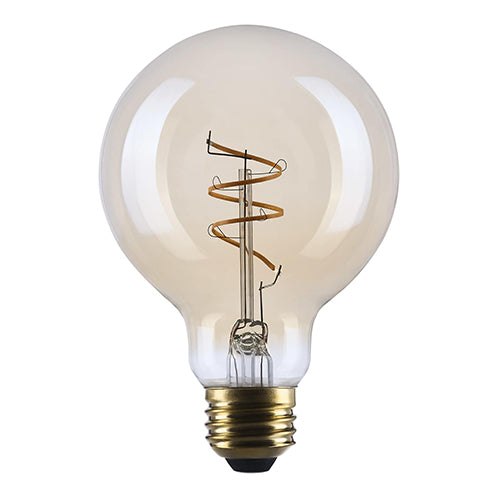 Satco S14211, 5.5G25L/920/E26/GCAC/D, Amber Coil Filament, G25 LED, 5.5W, 120V, 2000K Warm White, 500 Lumens, Medium E26 Base, Clear Amber Finish
