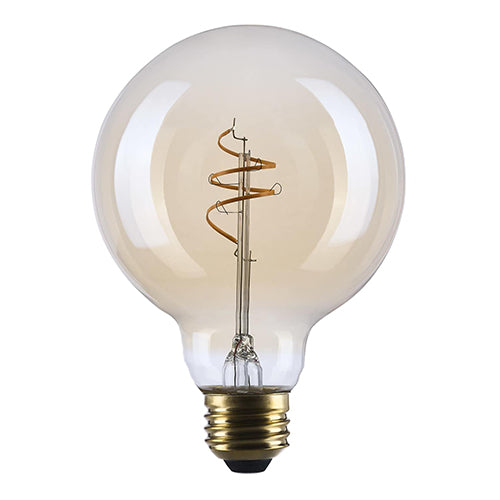 Satco S14213, 5.5G30L/920/E26/GCAC/D, Amber Coil Filament, G30 LED, 5.5W, 120V, 2000K Warm White, 500 Lumens, Medium E26 Base, Clear Amber Finish