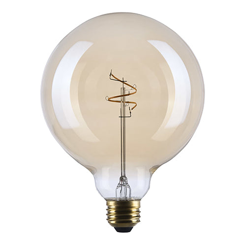 Satco S14214, 3.5G40L/920/E26/GCAC/D, Amber Coil Filament, G40 LED, 3.5W, 120V, 2000K Warm White, 300 Lumens, Medium E26 Base, Clear Amber Finish