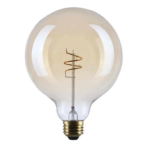 Satco S14215, 5.5G40L/920/E26/GCAC/D, Amber Coil Filament, G40 LED, 5.5W, 120V, 2000K Warm White, 500 Lumens, Medium E26 Base, Clear Amber Finish