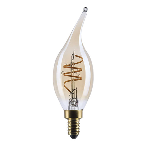 Satco S14221, 5.5CA11L/920/E12/GCAC/D, Amber Coil Filament, CA11 LED, 5.5W, 120V, 2000K Warm White, 500 Lumens, Candelabra E12 Base, Clear Amber Finish