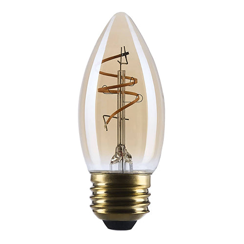 Satco S14222, 3.5C11L/920/E26/GCAC/D, Amber Coil Filament, C11 LED, 3.5W, 120V, 2000K Warm White, 300 Lumens, Medium E26 Base, Clear Amber Finish