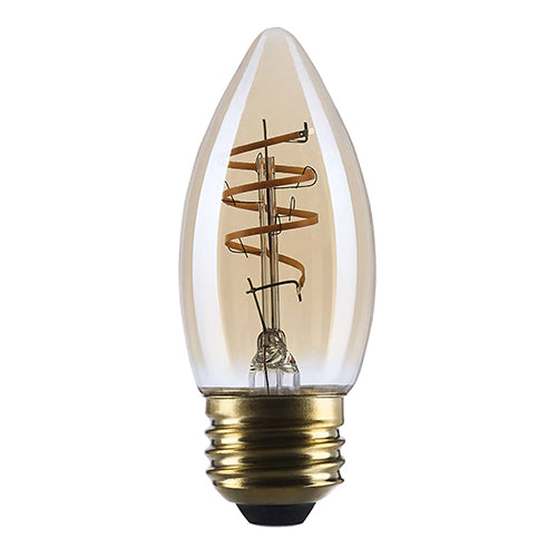Satco S14223, 5.5C11L/920/E26/GCAC/D, Amber Coil Filament, C11 LED, 5.5W, 120V, 2000K Warm White, 500 Lumens, Medium E26 Base, Clear Amber Finish