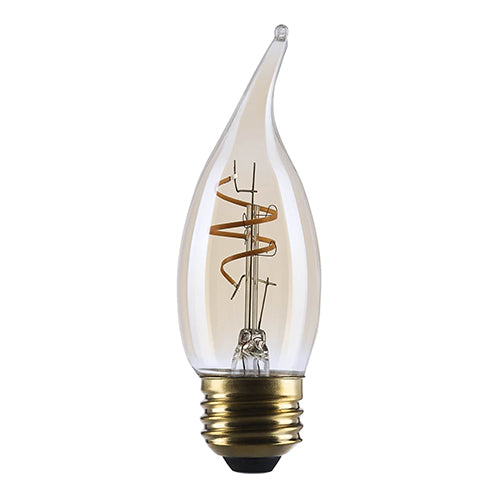 Satco S14224, 3.5CA11L/920/E26/GCAC/D, Amber Coil Filament, CA11 LED, 3.5W, 120V, 2000K Warm White, 300 Lumens, Medium E26 Base, Clear Amber Finish