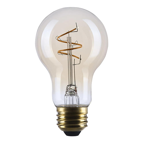 Satco S14226, 3.5A19L/920/E26/GCAC/D, Amber Coil Filament, A19 LED, 3.5W, 120V, 2000K Warm White, 300 Lumens, Medium E26 Base, Clear Amber Finish
