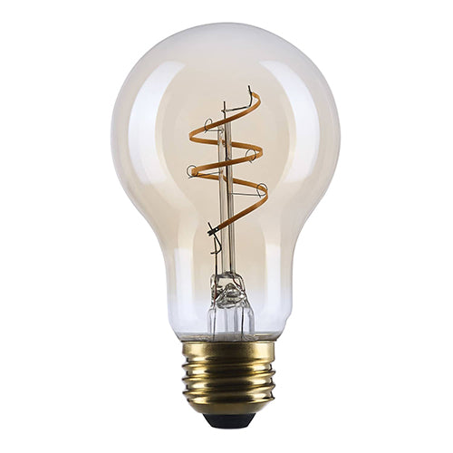 Satco S14227, 5.5A19L/920/E26/GCAC/D, Amber Coil Filament, A19 LED, 5.5W, 120V, 2000K Warm White, 500 Lumens, Medium E26 Base, Clear Amber Finish