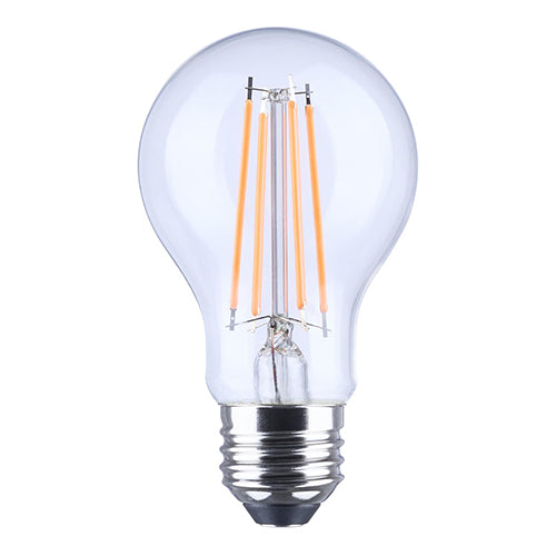 Satco S14385, 8A19L/E26/GCOS/ND/1PK, Straight Filament, A19 LED, 8W, 120V, Orange Light, Glass, 800 Lumens, Medium E26 Base, Clear Finish, 1-Pack