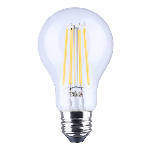 Satco S14386, 8A19L/E26/GCYS/ND/1PK, Straight Filament, A19 LED, 8W, 120V, Yellow Light, Glass, 800 Lumens, Medium E26 Base, Clear Finish, 1-Pack