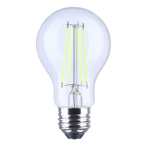 Satco S14387, 8A19L/E26/GCGNS/ND/1PK, Straight Filament, A19 LED, 8W, 120V, Green Light, Glass, 800 Lumens, Medium E26 Base, Clear Finish, 1-Pack