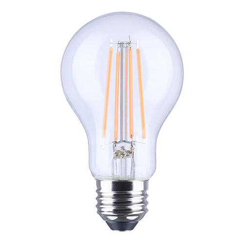 Satco S14390, 8A19L/E26/GCPIS/ND/1PK, Straight Filament, A19 LED, 8W, 120V, Pink Light, Glass, 800 Lumens, Medium E26 Base, Clear Finish, 1-Pack