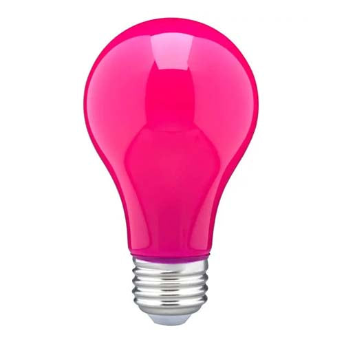 Satco S14989, A19 LED, 8W, 120V, Medium E26 Base, Ceramic Pink Finish, 24 Packs