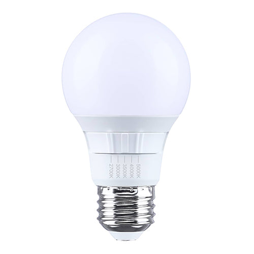 Satco S15189, 9.5A19L/8CCT5/E26/P/D/1PK, A19 LED, 9.5W, 120V, 2700/3000/3500/4000/5000K CCT Selectable, 800 Lumens, Medium E26 Base, Frost Finish, 1-Pack