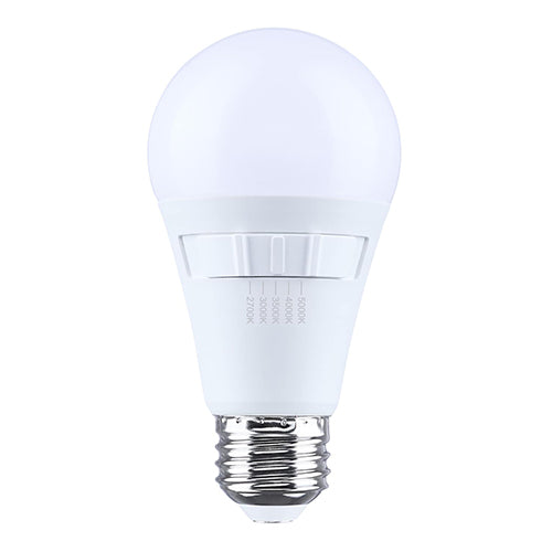 Satco S15190, 12A19L/8CCT5/E26/P/D/1PK, A19 LED, 12W, 120V, 2700/3000/3500/4000/5000K CCT Selectable, 1100 Lumens, Medium E26 Base, Frost Finish, 1-Pack