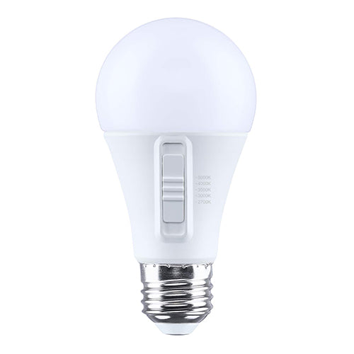 Satco S15198, 11.9A19L/9CCT5/E26/P/D/1PK, A19 LED, 11.9W, 120V, 2700/3000/3500/4000/5000K CCT Selectable, 1100 Lumens, Medium E26 Base, Frost Finish, 1-Pack