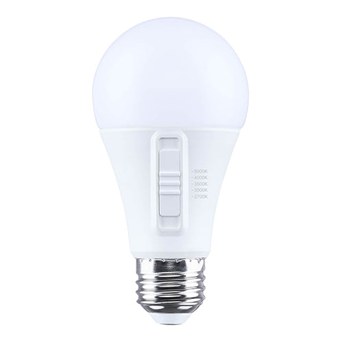 Satco S15199, 13.9A19L/9CCT5/E26/P/D/1PK, A19 LED, 13.9W, 120V, 2700/3000/3500/4000/5000K CCT Selectable, 1500 Lumens, Medium E26 Base, Frost Finish, 1-Pack