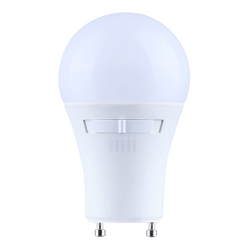 Satco S15225, 14A19L/9CCT5/GU24/P/D/1PK, 14W, 120V, 2700/3000/3500/4000/5000K CCT Selectable, 1500 Lumens, Bi Pin GU24 Base, Frost Finish, 1-Pack