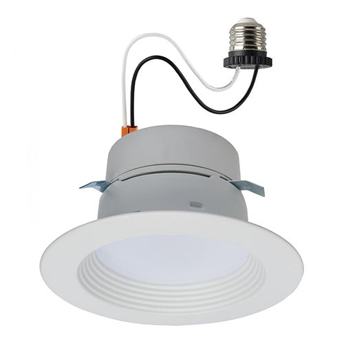 Satco S18800, 4'' LED Retrofit Downlight, 5/6/7.5W, 120V, 2700/3000/3500/4000/5000K CCT and Lumens Selectable, 500/600/700 Lumens, Round, White Finish