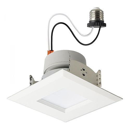 Satco S18802, 4'' LED Retrofit Downlight, 5.5/6.5/8W, 120V, 2700/3000/3500/4000/5000K CCT and Lumens Selectable, 500/600/700 Lumens, Square, White Finish