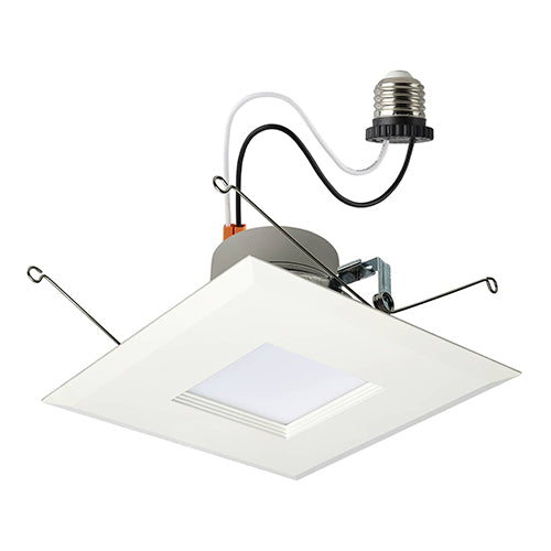 Satco S18803, 5-6'' LED Retrofit Downlight, 7.5/10.5/14.5W, 120V, 2700/3000/3500/4000/5000K CCT Selectable, 750/1050/1300 Lumens, Square, ColorQuick and PowerQuick Technology, White Finish
