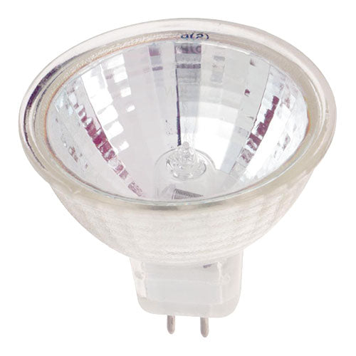 Satco S1950-TF, MR11 Halogen, 20W, 12V, 2900K Warm White, 150 Lumens, Miniature 2 Pin Base, Shatter Proof, Clear Finish