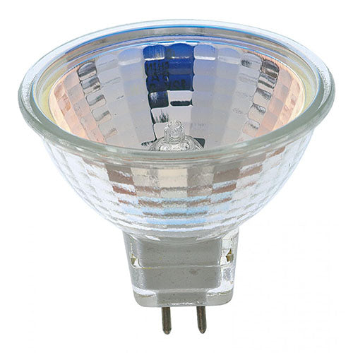 Satco S1957, MR16 Halogen, 20W, 12V, 2900K Warm White, 180 Lumens, Miniature 2 Pin Round Base, Clear Finish, 12 Packs