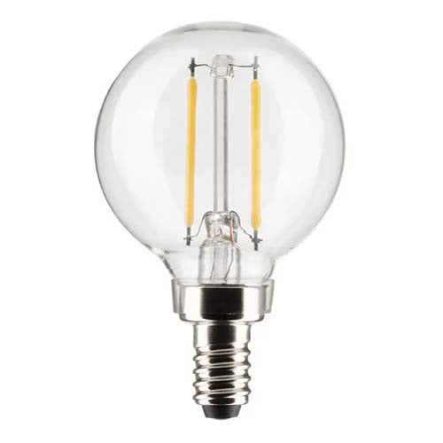 Satco S21201, G16.5 LED Filament, 3W, 120V, 4000K Cool White, 200 Lumens, Candelabra E12 Base, Clear Finish, 6 Packs