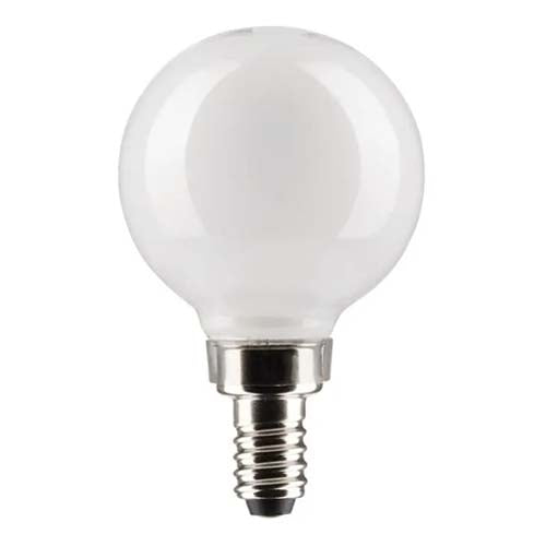 Satco S21203, G16.5 LED Filament, 3W, 120V, 4000K Cool White, 200 Lumens, Candelabra E12 Base, White Finish, 6 Packs