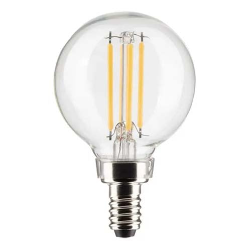Satco S21211, G16.5 LED Filament, 5.5W, 120V, 4000K Cool White, 500 Lumens, Candelabra E12 Base, Clear Finish, 6 Packs