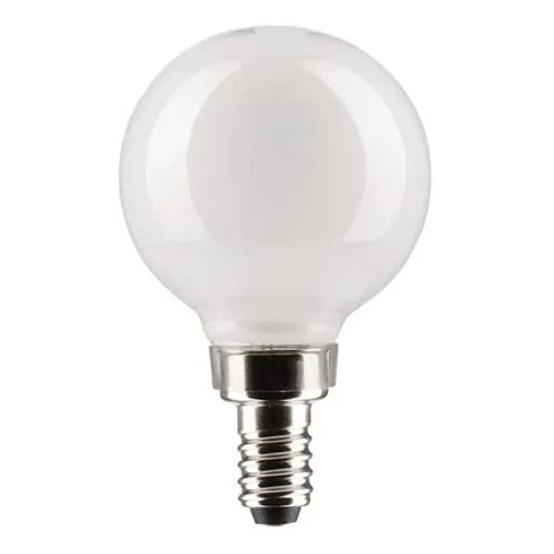 Satco S21214, G16.5 LED Filament, 5.5W, 120V, 4000K Cool White, 500 Lumens, Candelabra E12 Base, White Finish, 6 Packs