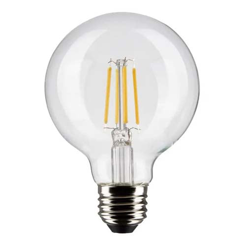 Satco S21246, G25 LED Filament, 6W, 120V, 3000K Soft White, 500 Lumens, Medium E26 Base, Clear Finish
