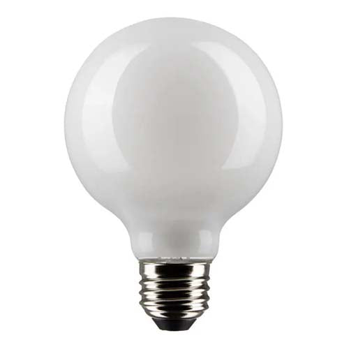 Satco S21247, G25 LED Filament, 6W, 120V, 2700K Warm White, 500 Lumens, Medium E26 Base, White Finish