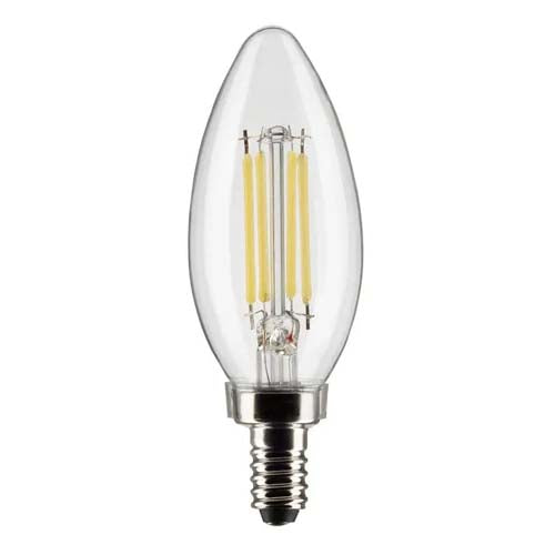 Satco S21273, B11 LED Filament, 5.5W, 120V, 2700K Warm White, 500 Lumens, Candelabra E12 Base, Clear Finish