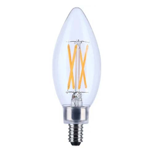 Satco S21276, B11 LED Filament, 5.5W, 120V, 4000K Cool White, 500 Lumens, Candelabra E12 Base, Clear Finish