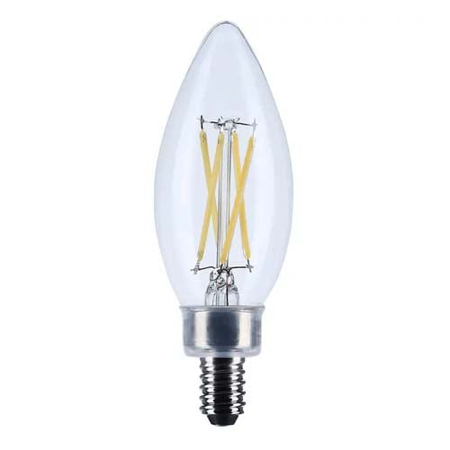 Satco S21275, B11 LED Filament, 5.5W, 120V, 3500K Neutral White, 500 Lumens, Candelabra E12 Base, Clear Finish