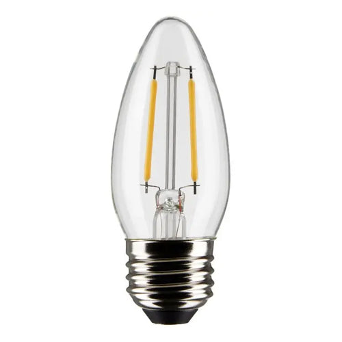 Satco S21282, B11 LED Filament, 3W, 120V, 2700K Warm White, 250 Lumens, Medium E26 Base, Clear Finish
