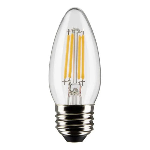 Satco S21291, B11 LED Filament, 5.5W, 120V, 4000K Cool White, 500 Lumens, Medium E26 Base, Clear Finish