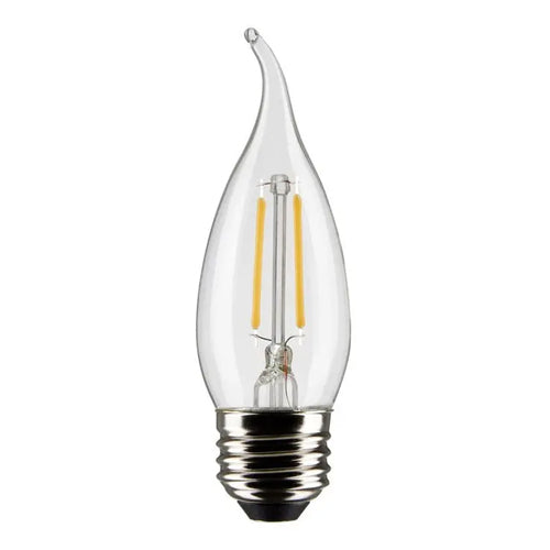 Satco S21310, CA10 LED Filament, 3W, 120V, 2700K Warm White, 250 Lumens, Medium E26 Base, Clear Finish