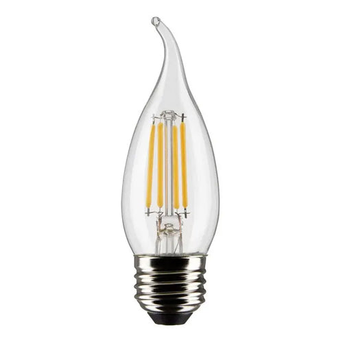 Satco S21319, CA10 LED Filament, 5.5W, 120V, 4000K Cool White, 500 Lumens, Medium E26 Base, Clear Finish