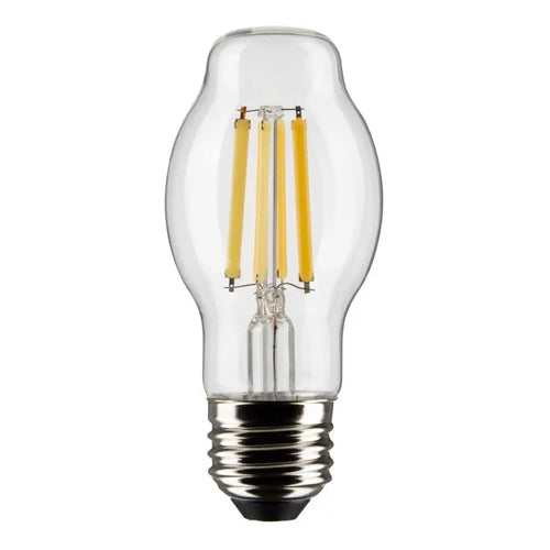 Satco S21336, BT15 LED Filament, 8W, 120V, 5000K Natural Light, 800 Lumens, Medium E26 Base, Clear Finish
