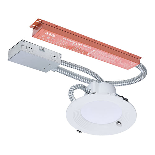 Satco S21605, 6'' Plus Series Commercial LED Downlight, 20.5/18.2/16.3W, 120-347V, 2700/3000/3500/4000/5000K CCT Selectable, 2200/1800/1400 Lumens, Round, Integrated Emergency Driver, Dual Dimming, White Finish
