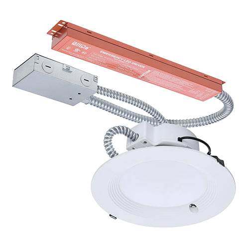 Satco S21606, 8'' Plus Series Commercial LED Downlight, 28/25/20W, 120-347V, 2700/3000/3500/4000/5000K CCT Selectable, 3200/2900/2200 Lumens, Round, Integrated Emergency Driver, Dual Dimming, White Finish