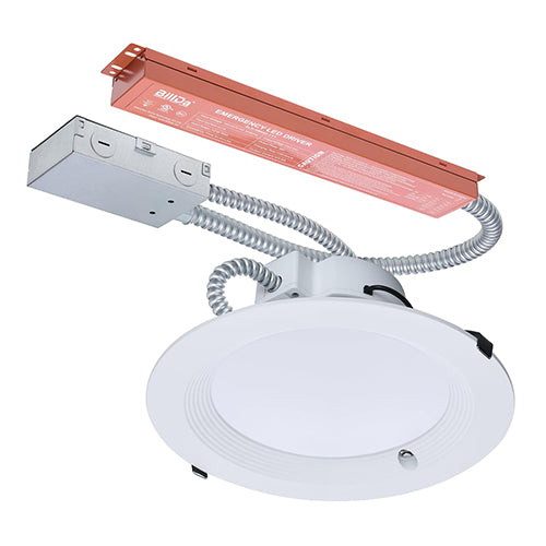 Satco S21607, 10'' Plus Series Commercial LED Downlight, 38/31/26W, 120-277V, 2700/3000/3500/4000/5000K CCT Selectable, 4200/3700/3200 Lumens, Round, Integrated Emergency Driver, Dual Dimming, White Finish