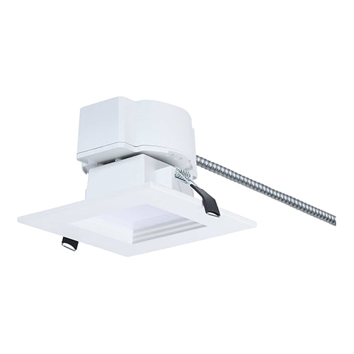 Satco S21608, 4'' Plus Series Commercial LED Downlight, 13.5/12/10.7W, 120-347V, 2700/3000/3500/4000/5000K CCT Selectable, 1200/1000/800 Lumens, Square, Dual Dimming, White Finish