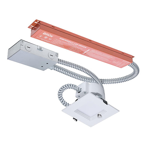 Satco S21612, 4'' Plus Series Commercial LED Downlight, 14.6/13.6/12.4W, 120-347V, 2700/3000/3500/4000/5000K CCT Selectable, 1200/1000/800 Lumens, Square, Integrated Emergency Driver, Dual Dimming, White Finish